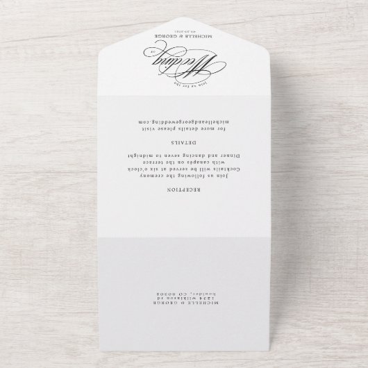 elegante kalligrafie all in one uitnodiging (Buitenkant)