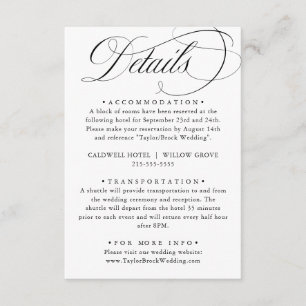 Elegante kalligrafie Amerikaanse stijl handschrift Informatiekaartje