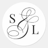 Elegante Kalligrafie Ampersand Monogram Bruiloft Ronde Sticker (Voorkant)