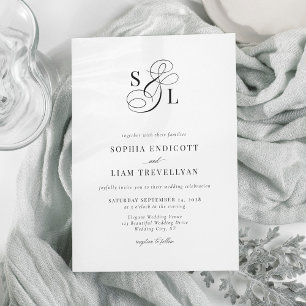 Elegante kalligrafie ampersand monogram trouwdag kaart