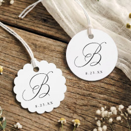 Elegante kalligrafie B monogram initiaal trouwen Bedankjes Labels