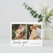 Elegante kalligrafie baby shower bedankje briefkaart (Staand voorkant)