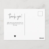 Elegante kalligrafie baby shower bedankje briefkaart (Achterkant)