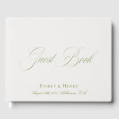 Elegante kalligrafie Beige & Sage Green Wedding Gastenboek (Voorkant)