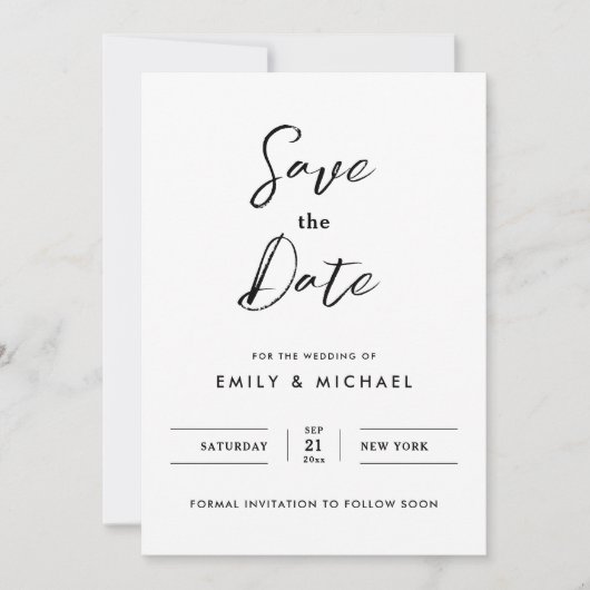 Elegante kalligrafie Bewaar de datum Kaart (Voorkant)