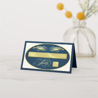 Elegante kalligrafie - Blauw/Goud Plaatskaartje