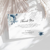 Elegante kalligrafie blauwe bloemenbegrafenis bedankkaart