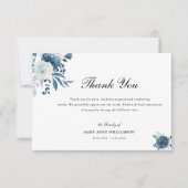 Elegante kalligrafie blauwe bloemenbegrafenis bedankkaart (Voorkant)