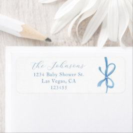 Elegante kalligrafie Blauwe Strik Retouradres Etiket