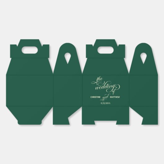 Elegante kalligrafie Blauwgroen bruiloft Bedankdoosjes (Ongevouwen)