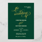 Elegante kalligrafie Blauwgroen bruiloft Folie Uitnodiging (Voorkant)