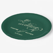 Elegante kalligrafie Blauwgroen bruiloft Papieren Bordje (Gekanteld)