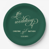 Elegante kalligrafie Blauwgroen bruiloft Papieren Bordje (Voorkant)