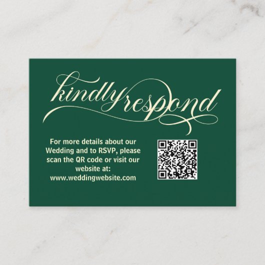 Elegante kalligrafie Blauwgroen bruiloft QR-code R Informatiekaartje (Voorkant)