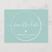 Elegante kalligrafie - Blauwgroen bruiloft Save th Briefkaart (Voorkant)