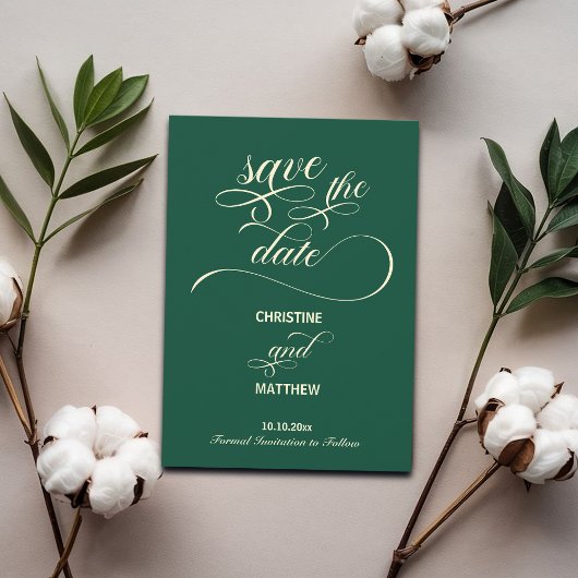 Elegante kalligrafie Blauwgroen bruiloft Save The Date