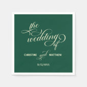 Elegante kalligrafie Blauwgroen bruiloft Servet (Voorkant)