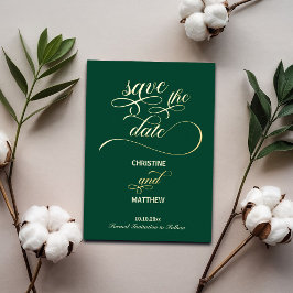 Elegante kalligrafie Blauwgroen Save the Date Folie Uitnodiging