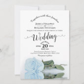 Elegante kalligrafie Bleke Blauwe Roos QR Code Tro Kaart (Voorkant)