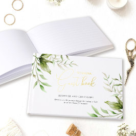 Elegante kalligrafie bloem- eucalyptus bruiloft gastenboek