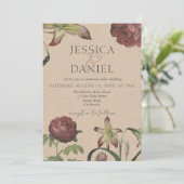 Elegante kalligrafie bloemenschrift trouw uitnodig kaart (Staand voorkant)