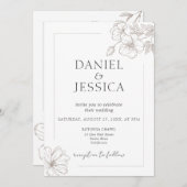 Elegante kalligrafie bloemenscript bruiloft kaart (Voorkant / Achterkant)