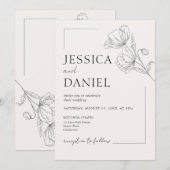 Elegante kalligrafie bloemenscript bruiloft kaart (Voorkant / Achterkant)