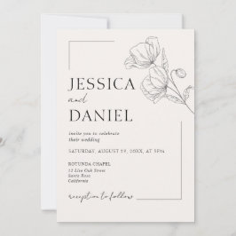 Elegante kalligrafie bloemenscript bruiloft kaart