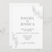 Elegante kalligrafie bloemenscript bruiloft kaart (Voorkant / Achterkant)