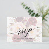 Elegante kalligrafie bloemensong verzoek RSVP kaar (Staand voorkant)