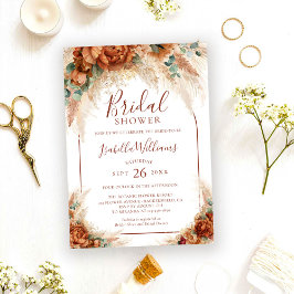 Elegante kalligrafie bloemige boho bruidsdouche kaart