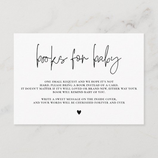 Elegante kalligrafie boeken voor Baby, Baby shower Informatiekaartje (Voorkant)