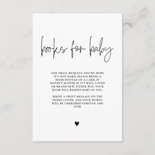 Elegante kalligrafie boeken voor Baby, Baby shower Informatiekaartje (Voorkant)