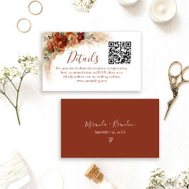 Elegante kalligrafie Boho QR-code huwelijksdetails Informatiekaartje