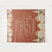 Elegante kalligrafie Boho Terracotta Bruiloft Fees Wandkleed (Voorkant (horizontaal))