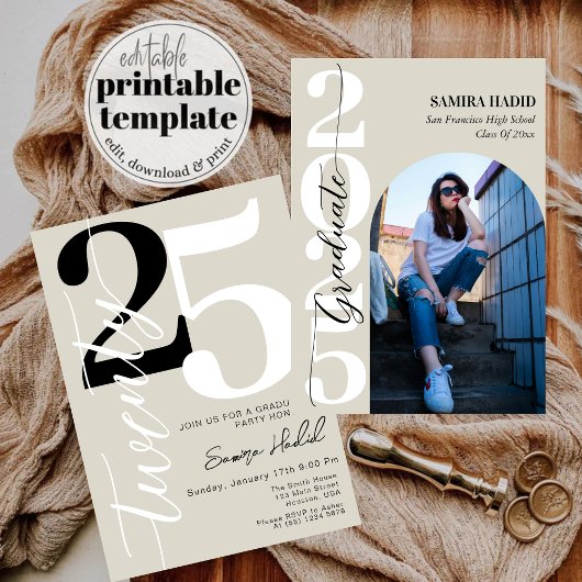 Elegante kalligrafie boog foto afstudeerfeest kaart