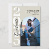 Elegante kalligrafie boog foto afstudeerfeest kaart (Voorkant)