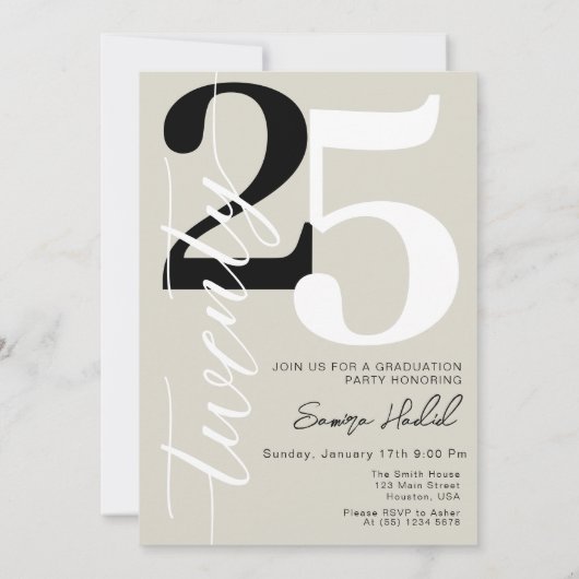 Elegante kalligrafie boog foto afstudeerfeest kaart (Achterkant)