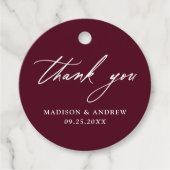 Elegante kalligrafie bordeaux bruiloft dank u bedankjes labels (Voorkant)