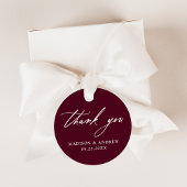 Elegante kalligrafie bordeaux bruiloft dank u bedankjes labels