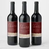 Elegante kalligrafie, bordeaux, gouden folie bruil wijn etiket (Flessen)
