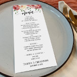 Elegante kalligrafie, bordeaux & perzik blush Roze Menu<br><div class="desc">Deze suite onderscheidt zich door de bloemen en het elegante, eigentijdse script lettertype dat wordt gebruikt voor accentzinnen. In dit specifieke stuk werd dit kalligrafie-lettertype gebruikt om een afbeelding te creëer die simpelweg "menu" aan de bovenkant leest. Hierboven is een afbeelding afgebeeld met een waterverf boeket van rozen. Gebruik de...</div>
