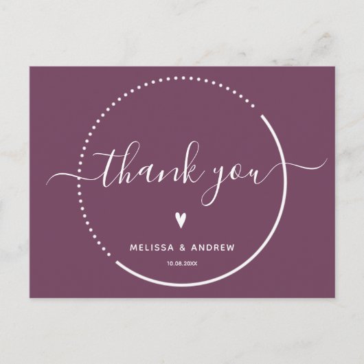 Elegante kalligrafie - bordeauxrode huwelijksdankb briefkaart (Voorkant)