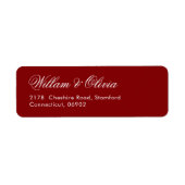 Elegante kalligrafie bordeauxrood bruiloft  etiket (Voorkant)