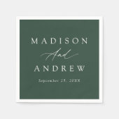 Elegante Kalligrafie Bos Groene Bruiloft Servet (Voorkant)