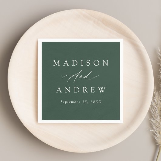 Elegante Kalligrafie Bos Groene Bruiloft Servet