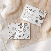 Elegante kalligrafie botanische aardetoon details informatiekaartje