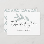 Elegante kalligrafie Botanische Bruiloft Dank u Bedankkaart (Voorkant / Achterkant)