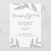 Elegante kalligrafie Botanische bruiloft Details Informatiekaartje (Voorkant)