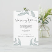 Elegante kalligrafie Botanische bruiloft Details Informatiekaartje (Staand voorkant)
